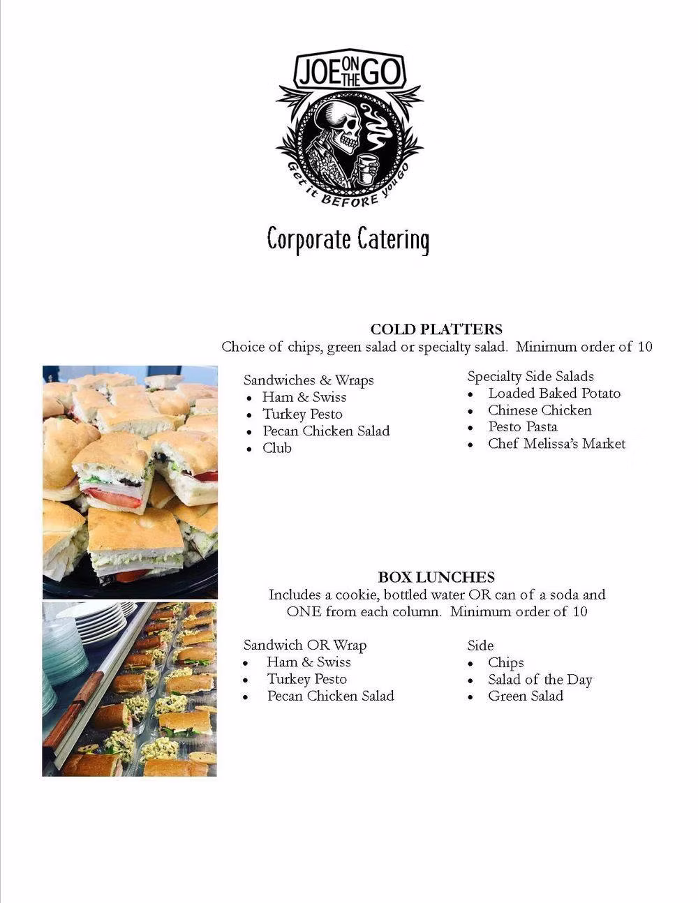 Corporate catering menu source