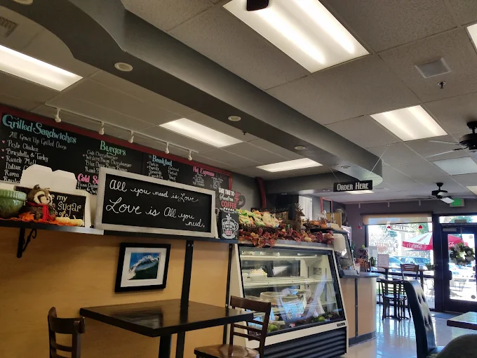 Cafe front counter and coffee area